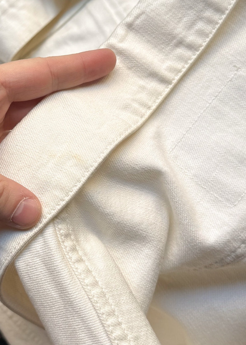 Berluti X Haider Ackermann SS18 Ivory Leather Trim Denim Jacket