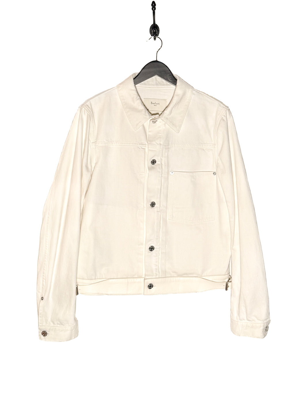 Berluti X Haider Ackermann SS18 Ivory Leather Trim Denim Jacket