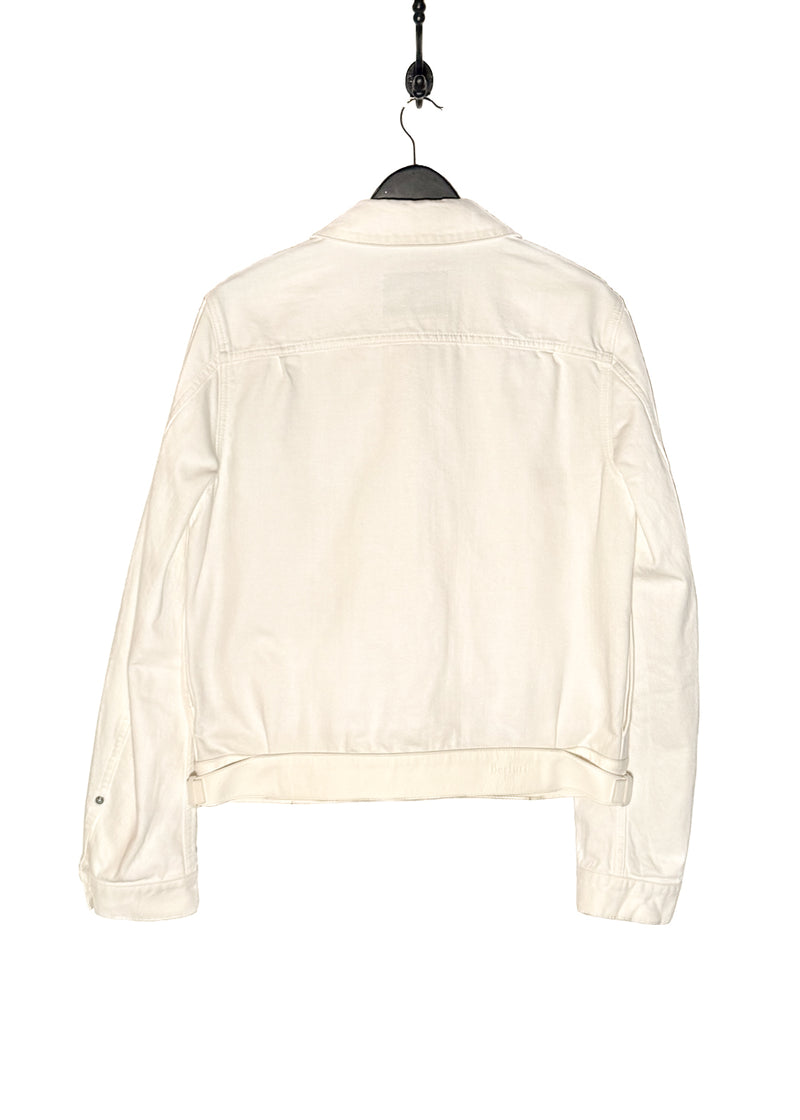 Berluti X Haider Ackermann SS18 Ivory Leather Trim Denim Jacket