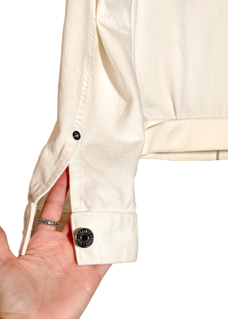 Berluti X Haider Ackermann SS18 Ivory Leather Trim Denim Jacket