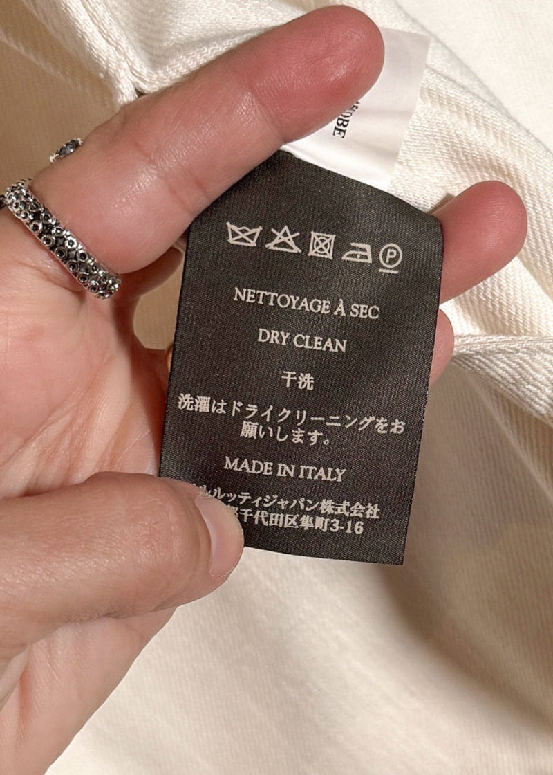 Berluti X Haider Ackermann SS18 Ivory Leather Trim Denim Jacket