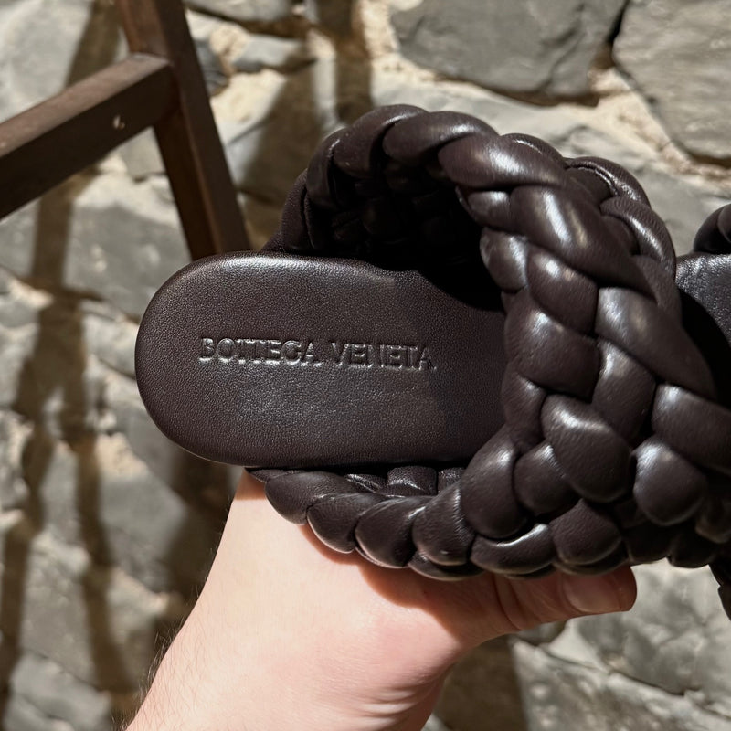 Branded insole of Bottega Veneta Brown Leather Woven The Curve Heeled Sandals