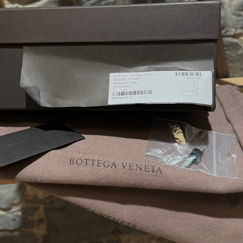 Packaging of Bottega Veneta Brown Python Embossed The Spiral Heeled Sandals