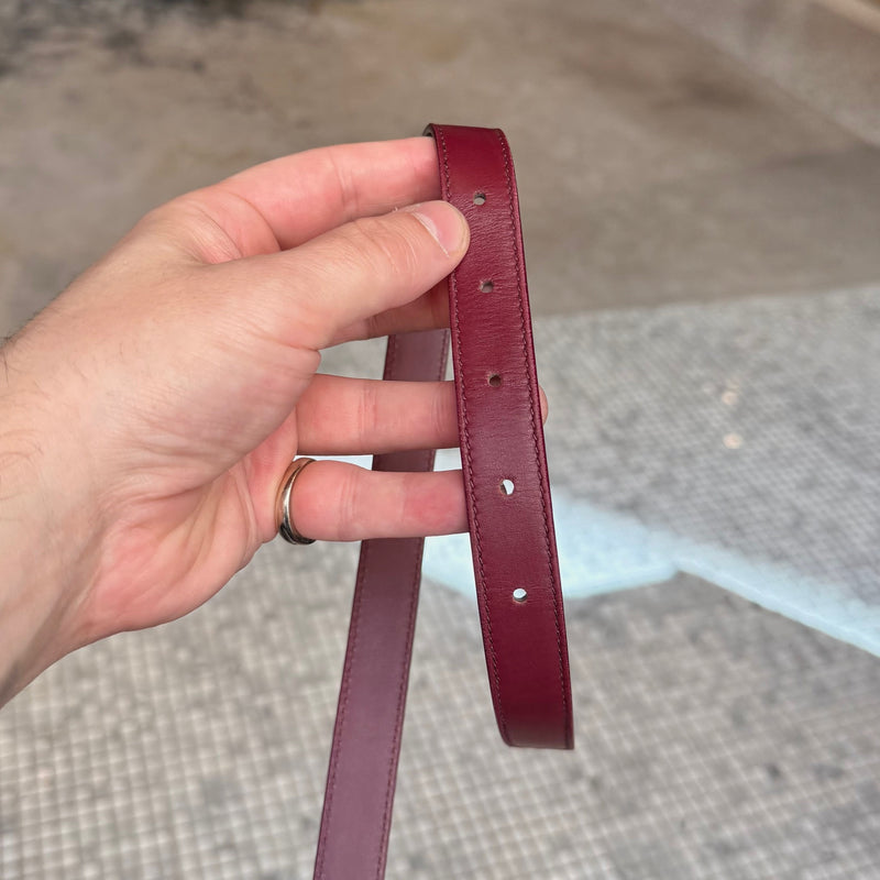 Holes of Bottega Veneta Burgundy Leather Gold Drop Buckle Thin Belt