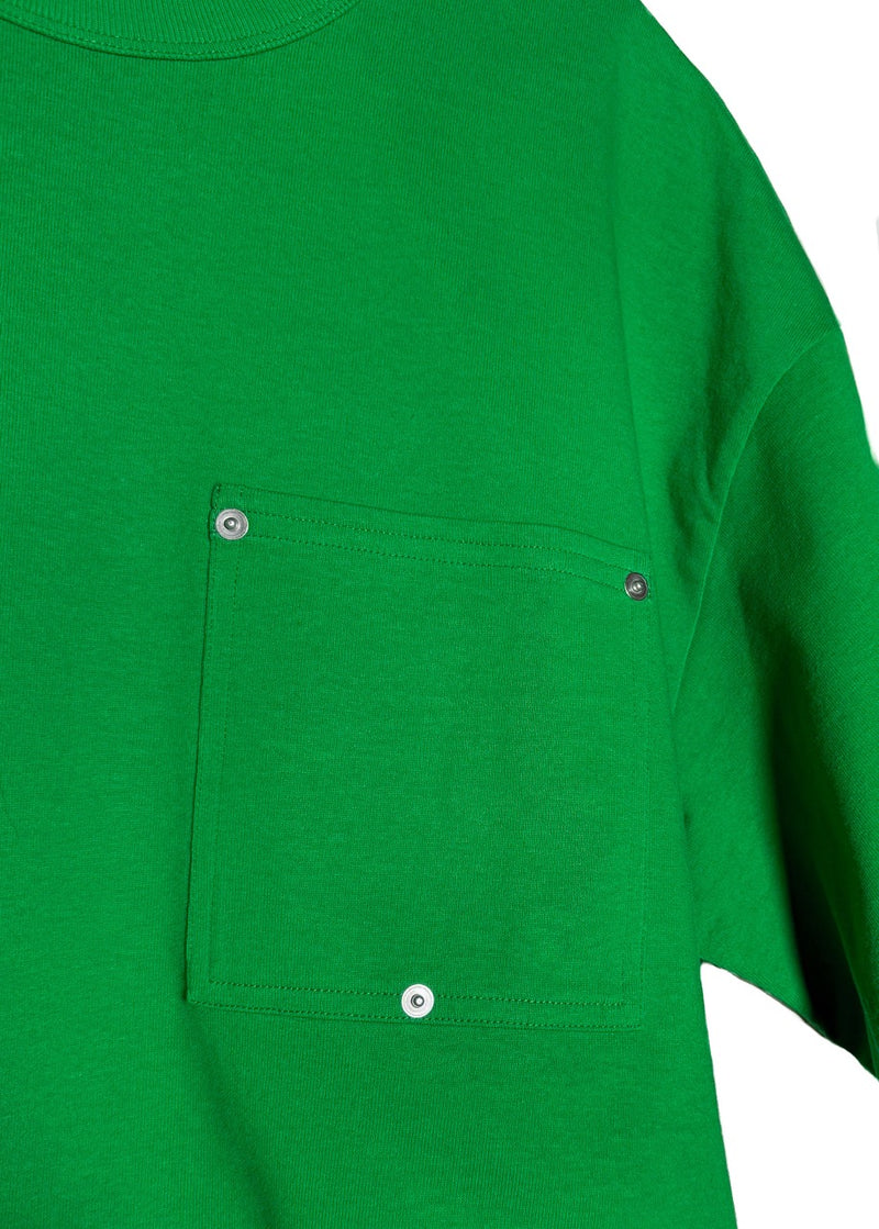 Pocket detail of Bottega Veneta Green Pocketed Oversized T-shirt