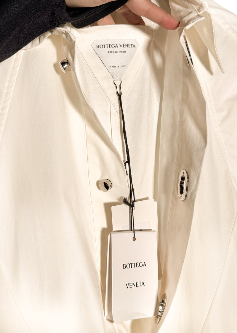 Bottega Veneta PF2020 Ivory Technical Coated Shirt Dress