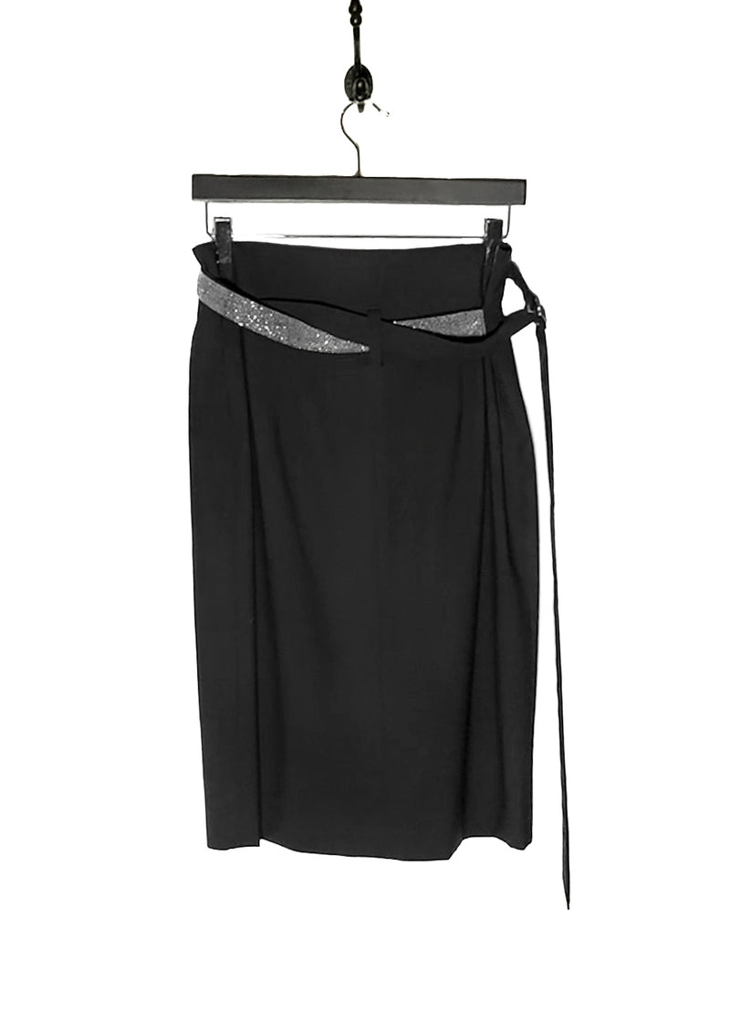 Back view of Brunello Cuccinelli Monili Belted Black Skirt
