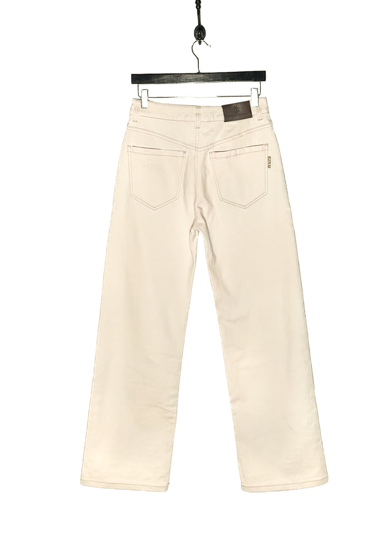 Back view of Brunello Cucinelli Beige Wide Leg Denim Jeans