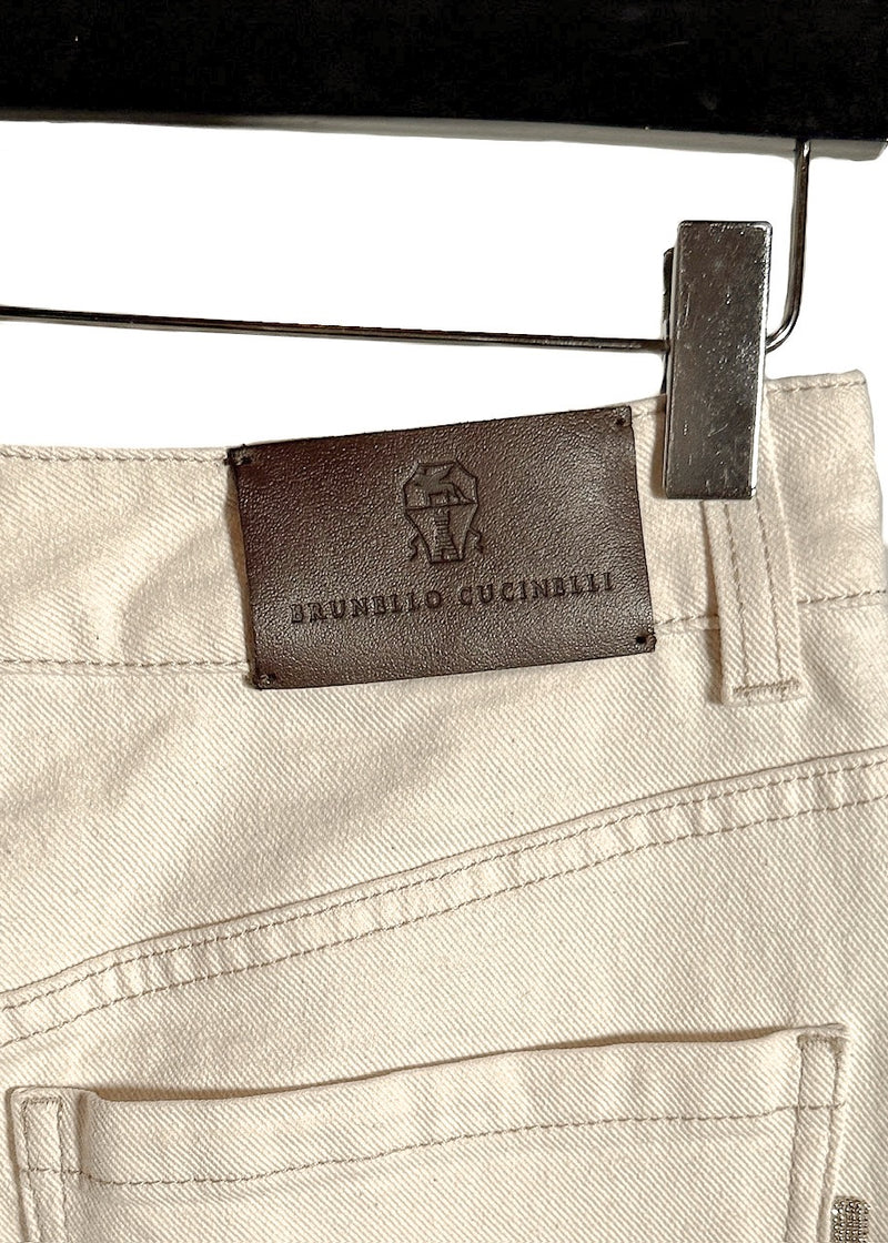 Patch of Brunello Cucinelli Beige Wide Leg Denim Jeans