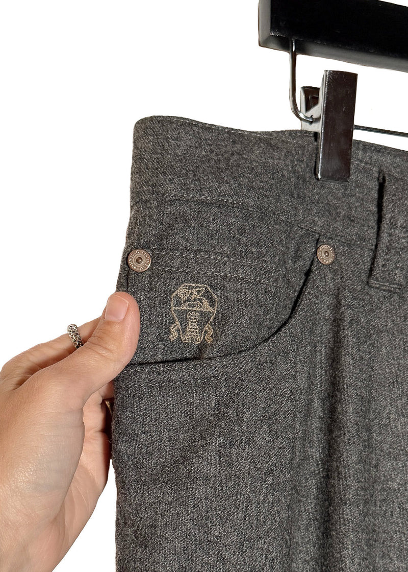 Brand detail on Brunello Cucinelli Grey Wool Flannel Pants