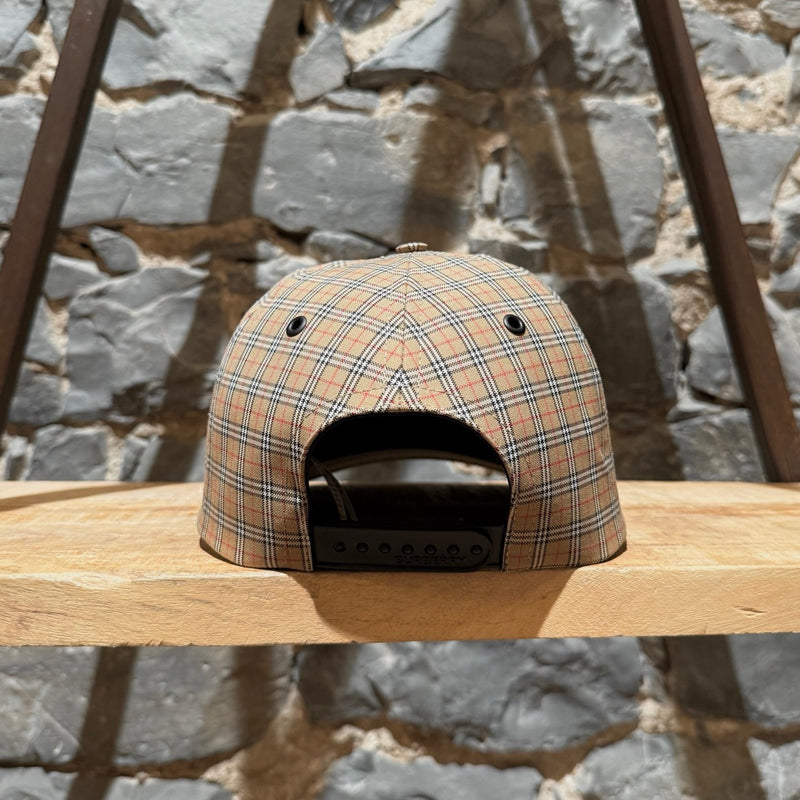 Back view of Burberry Beige Micro Check Trucker Cap