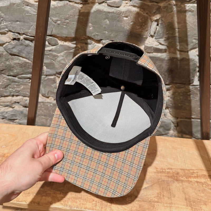 Interior of Burberry Beige Micro Check Trucker Cap