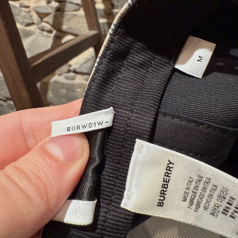 Labels of Burberry Beige Micro Check Trucker Cap