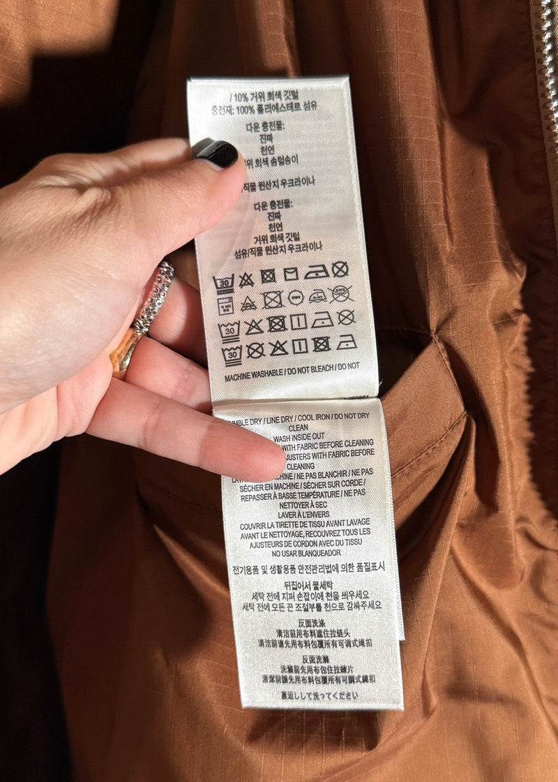 Labels of Burberry Beige Monogram Jacquard Down Puffer Coat