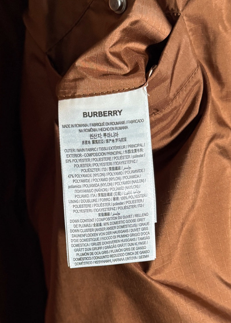 Labels of Burberry Beige Monogram Jacquard Down Puffer Coat