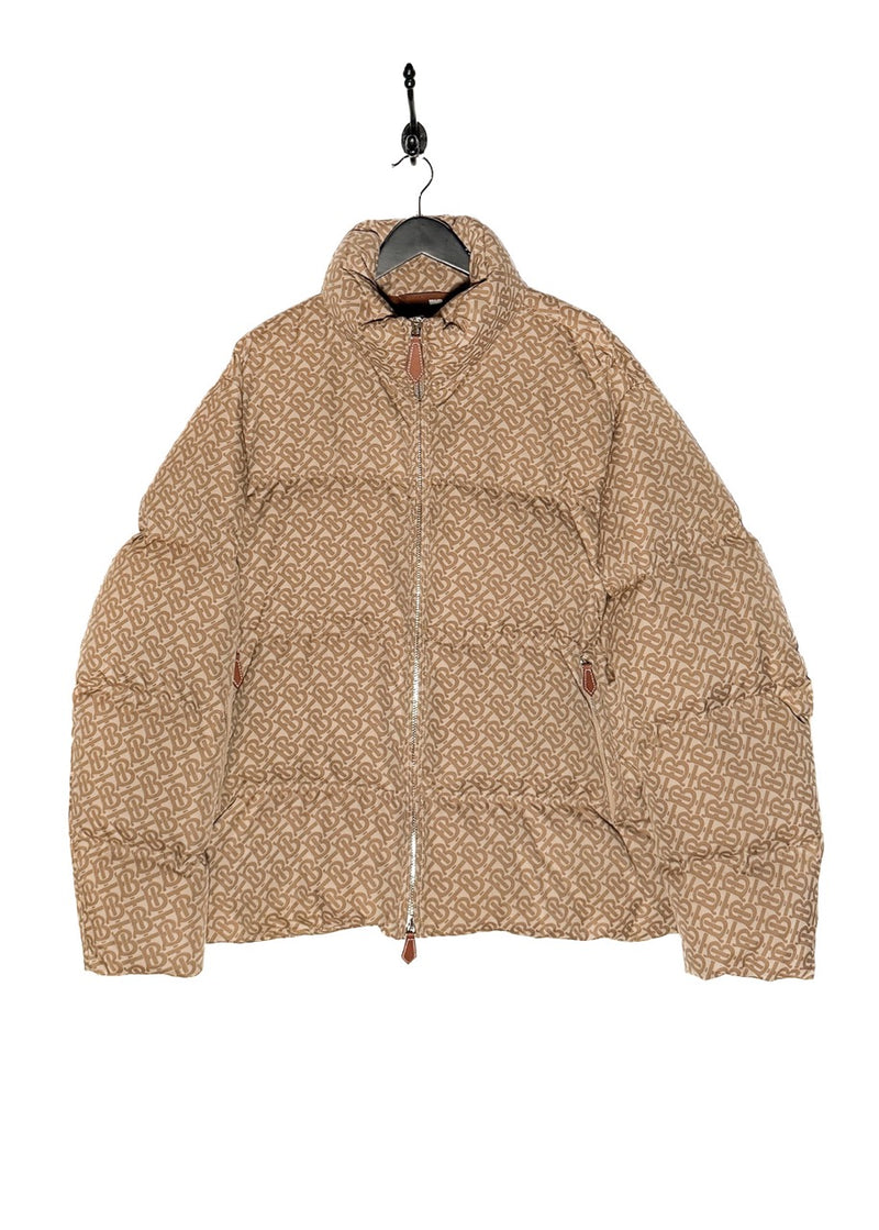Main photo of Burberry Beige Monogram Jacquard Down Puffer Coat