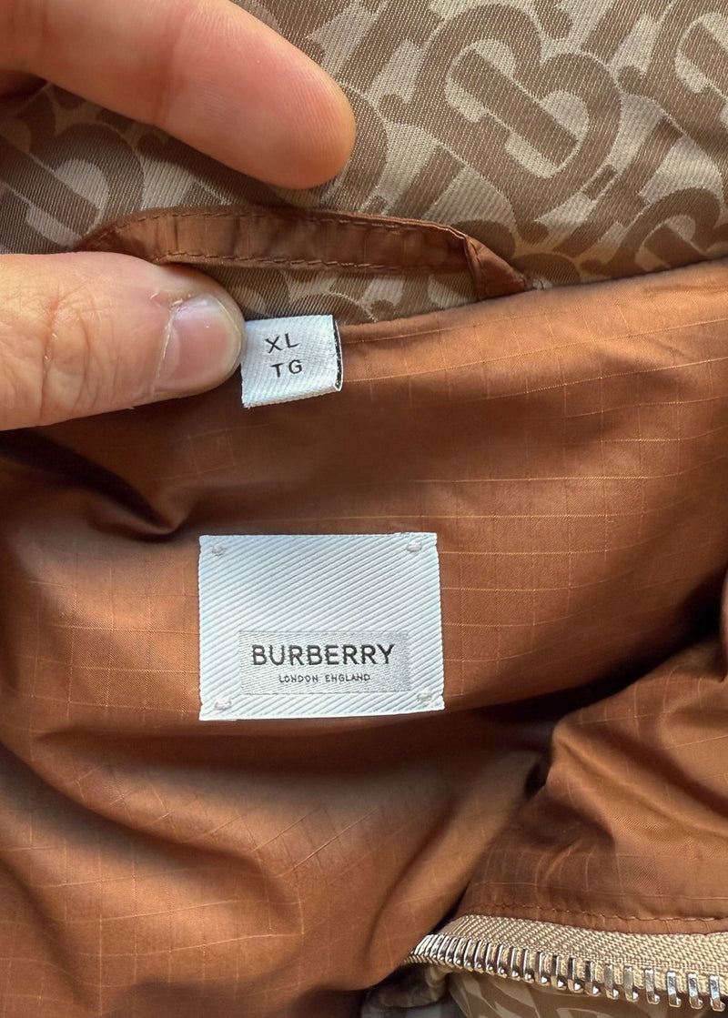 Labels of Burberry Beige Monogram Jacquard Down Puffer Coat