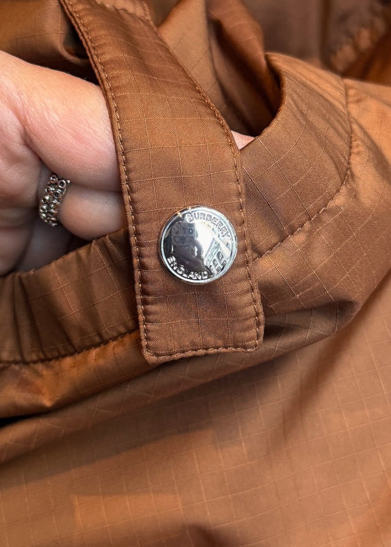 Branded hardware of Burberry Beige Monogram Jacquard Down Puffer Coat