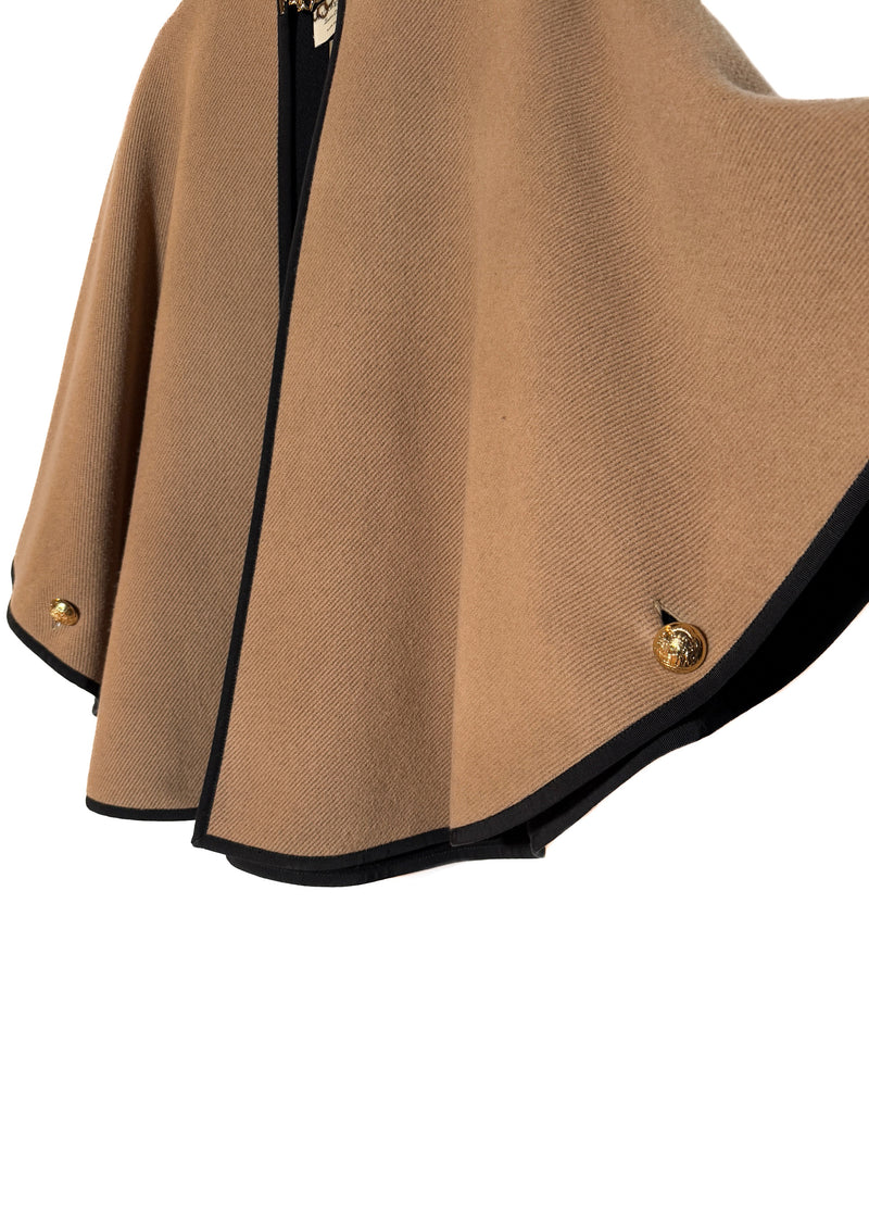 Burberry Beige Wool Chain Accent Poncho Cape