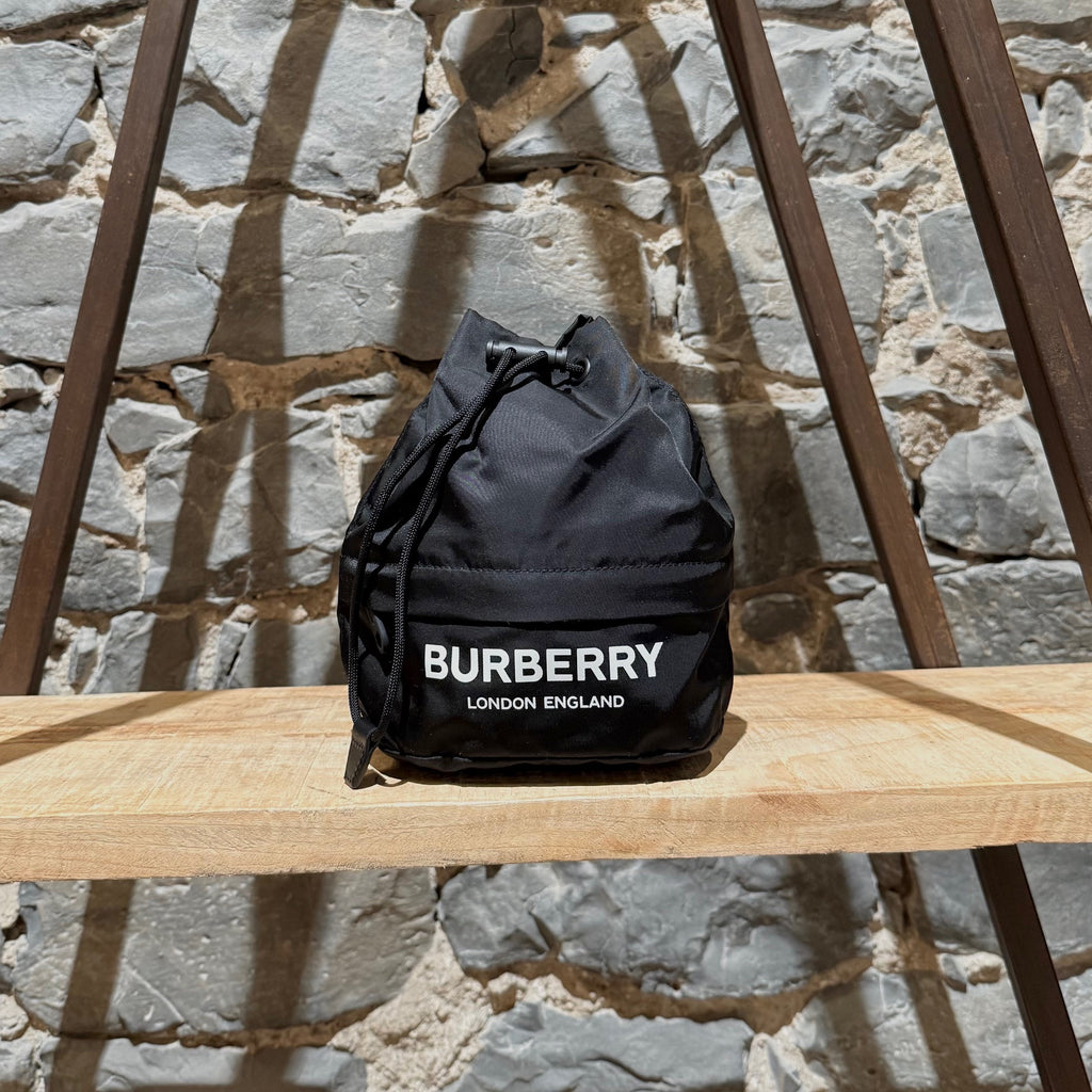 Main photo of Burberry Black Nylon Phoebe Drawstring Mini Bucket Pouch