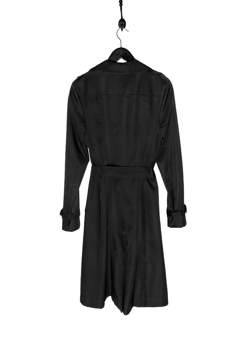 Back of Burberry Black Polyester Satin Mabeldon Trench Coat