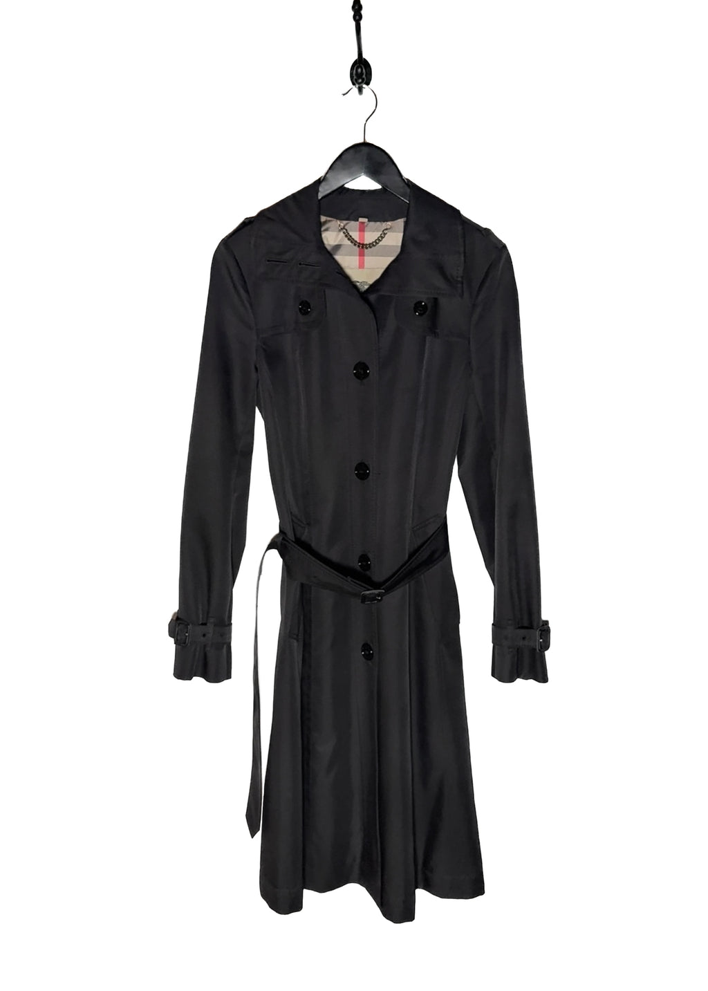 Main photo of Burberry Black Polyester Satin Mabeldon Trench Coat