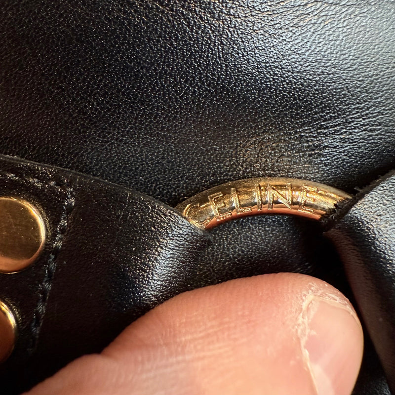 Celine Black Leather Harness Bulky Biker Mid Boots