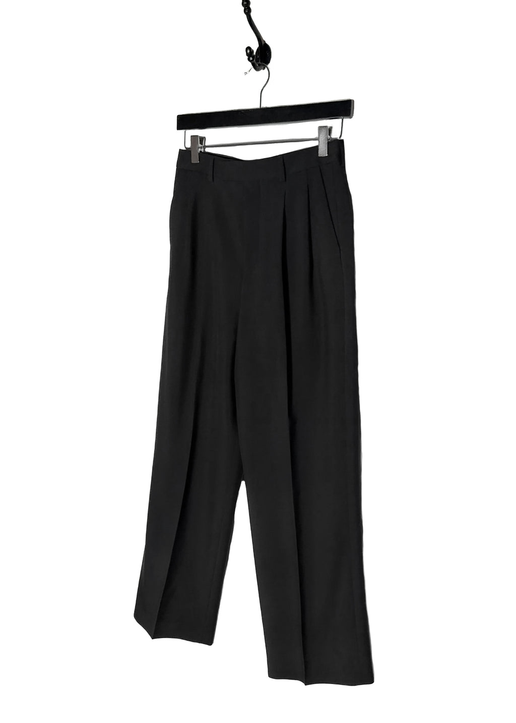 Front side of Celine Black Straight Leg Pleated Trousers