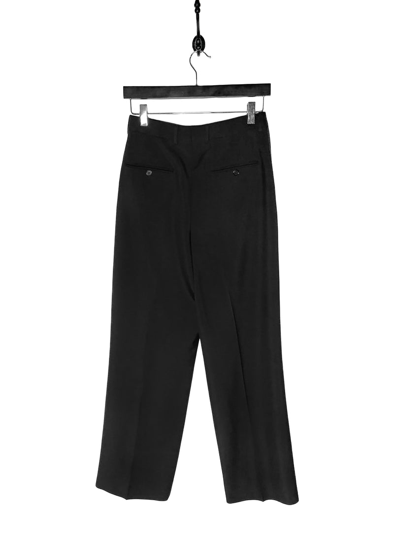 Back of Celine Black Straight Leg Pleated Trousers