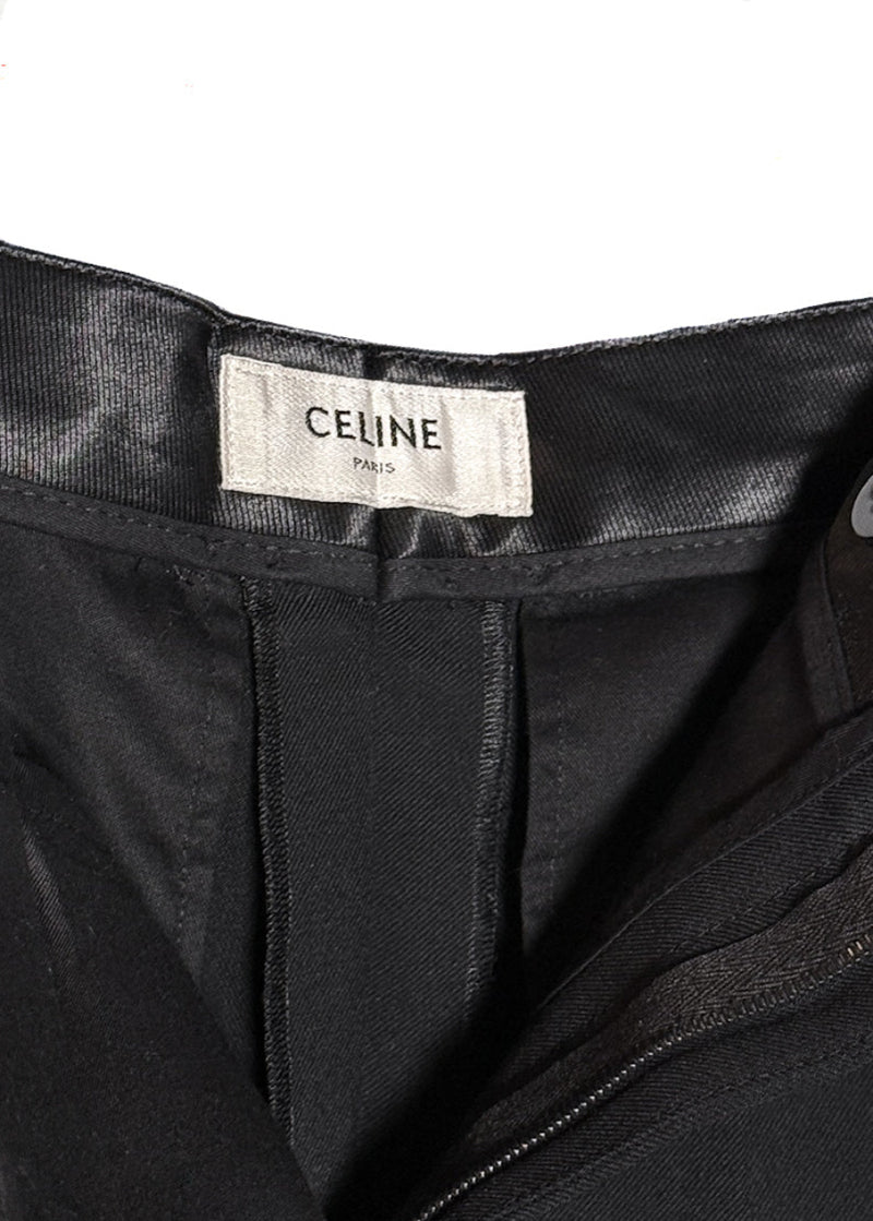 Brand label of Celine Black Straight Leg Pleated Trousers