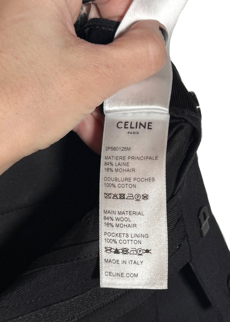 Material label of Celine Black Straight Leg Pleated Trousers