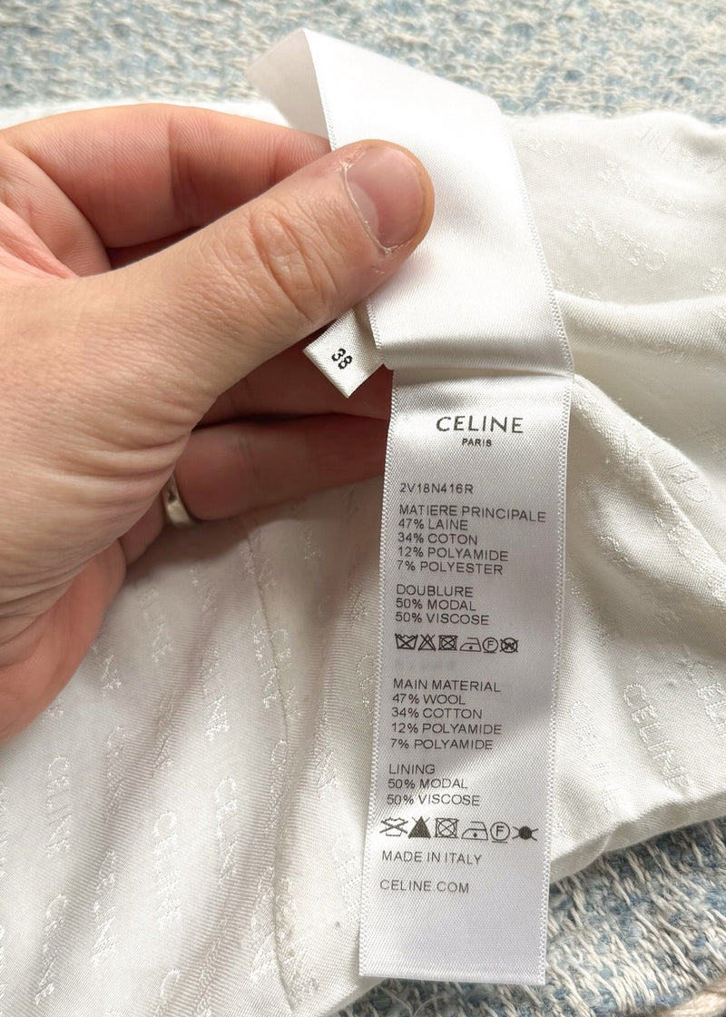 Labels of Celine Blue Ivory Tweed Open Cardigan Jacket