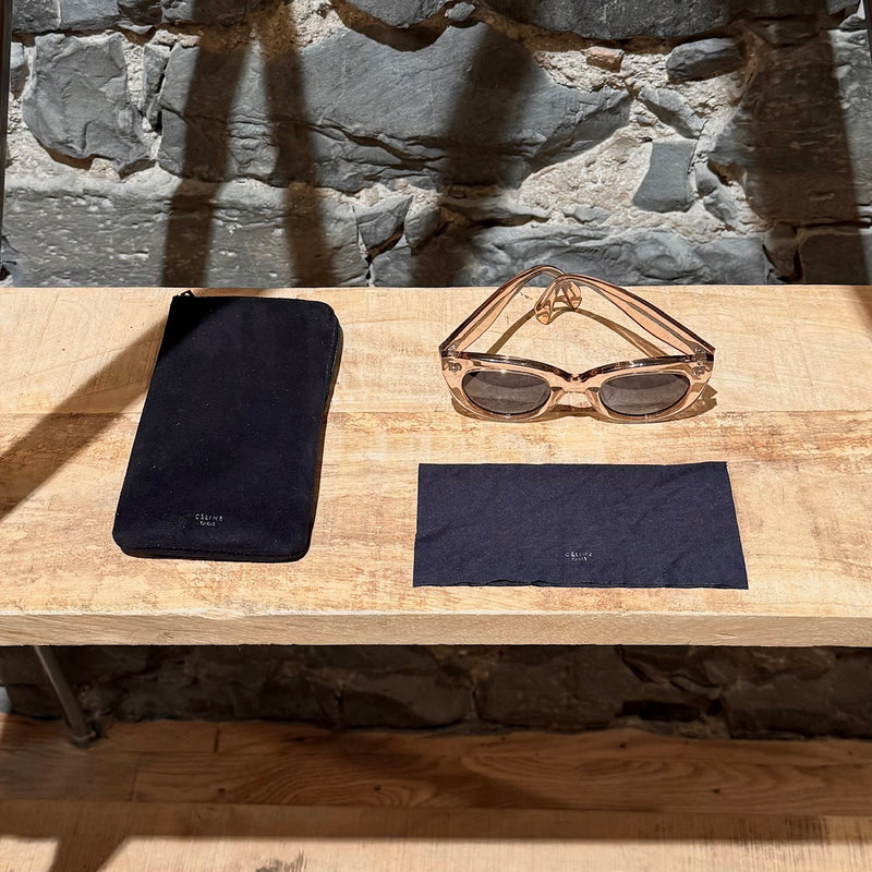 Case and cleaning cloth of Céline CL 41050 Clear Caty Cat Eye Transparent Champagne Sunglasses