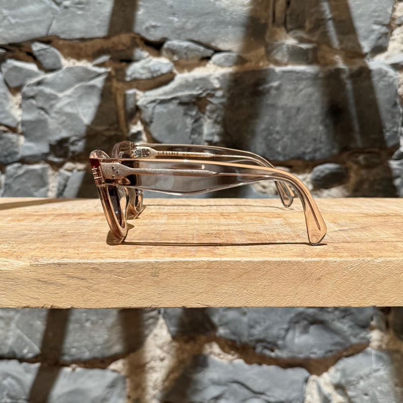 A side view of Céline CL 41050 Clear Caty Cat Eye Transparent Champagne Sunglasses