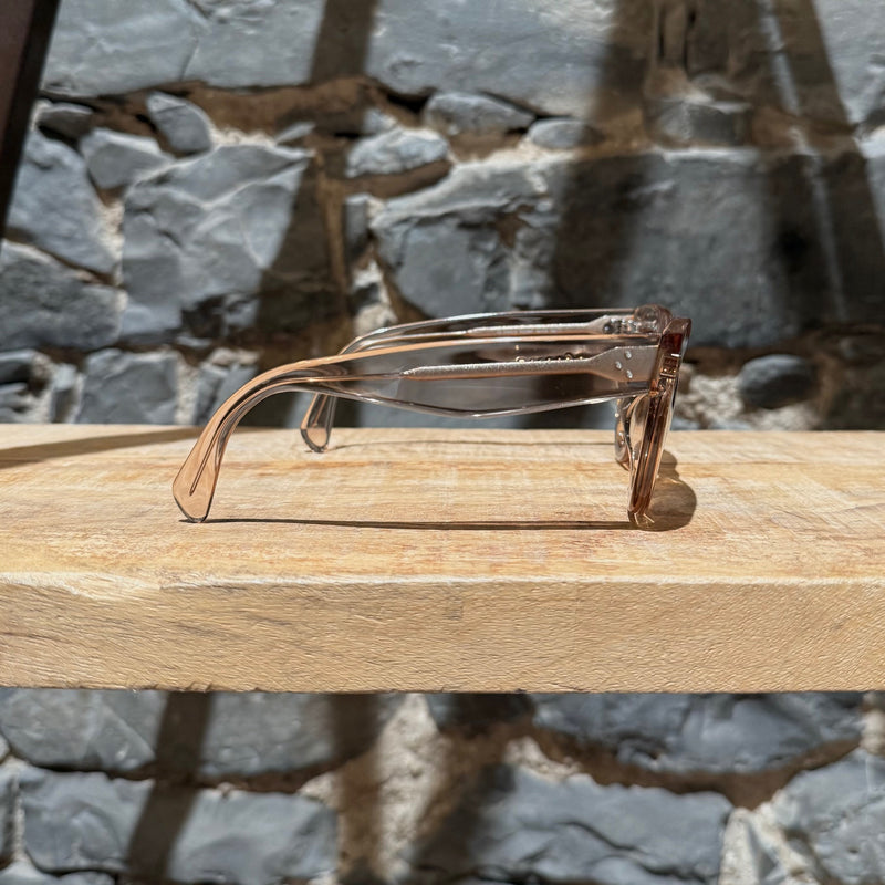 A side view of Céline CL 41050 Clear Caty Cat Eye Transparent Champagne Sunglasses