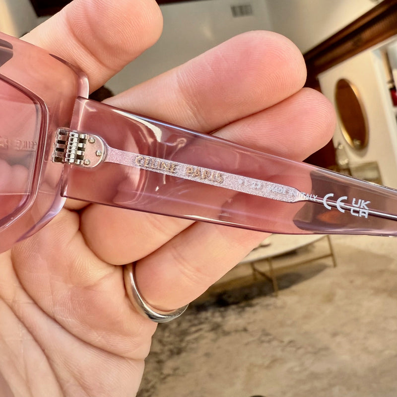 Celine CL402771 Pink Clear Rectangular Cat-Eye Sunglasses