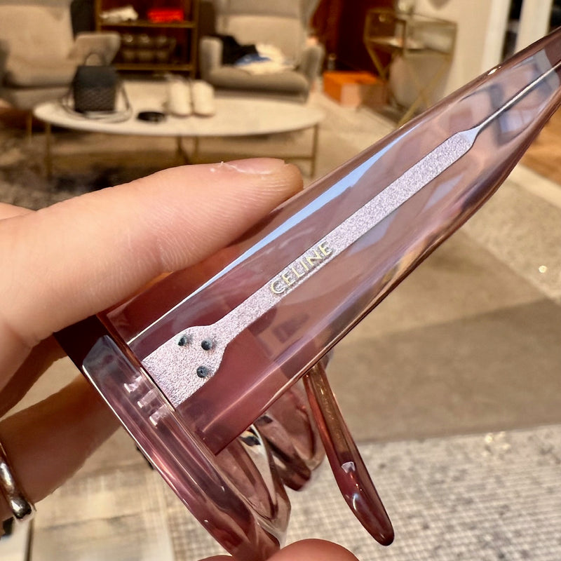 Celine CL402771 Pink Clear Rectangular Cat-Eye Sunglasses