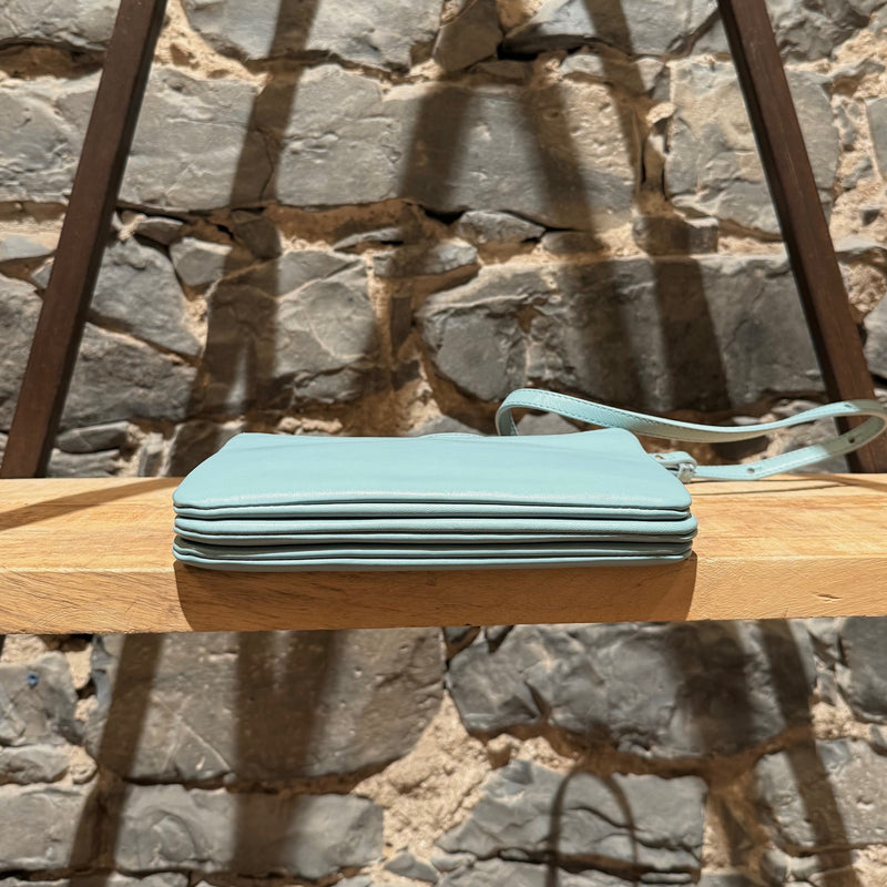 Bottom view of Céline Light Blue Small Trio Crossbody Bag