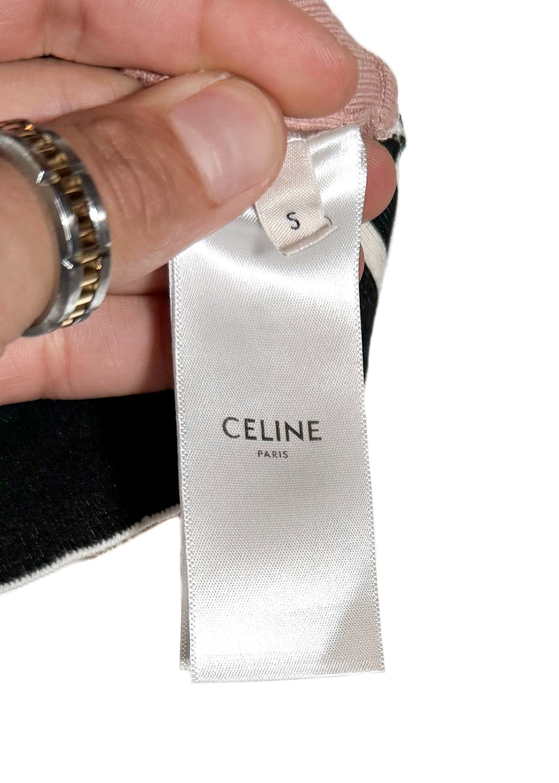 Celine Pink Ribbed Logo Sport Tank Top