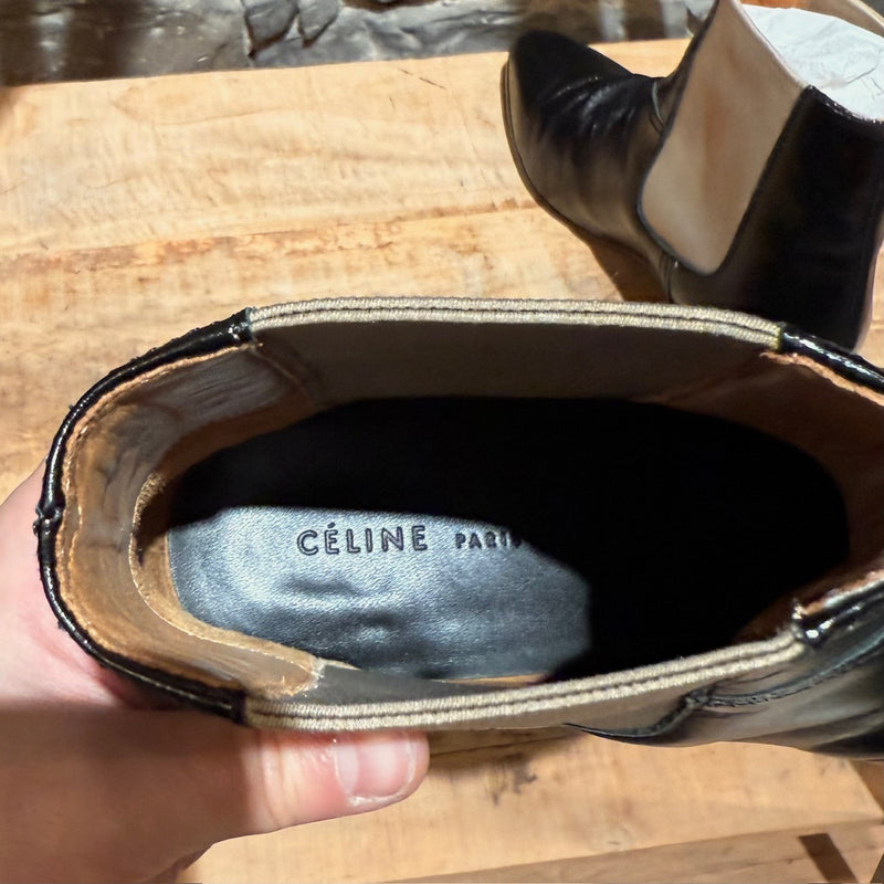 A branded insole of Céline SS18 Black Leather Chelsea Boots