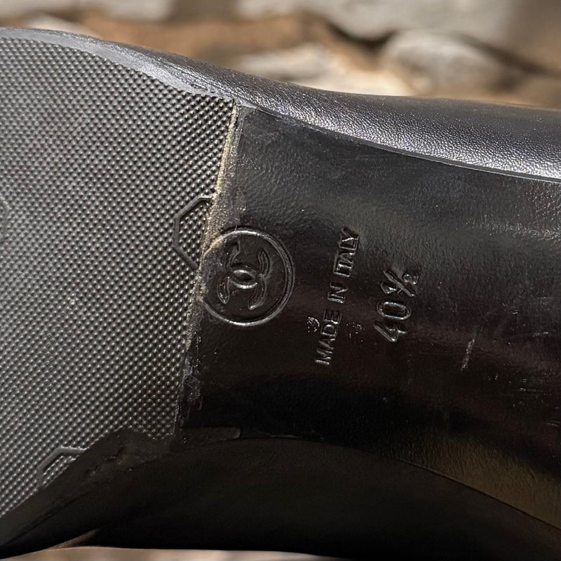 Chanel 2007 Black Cut Out Gladiator Riding Boots