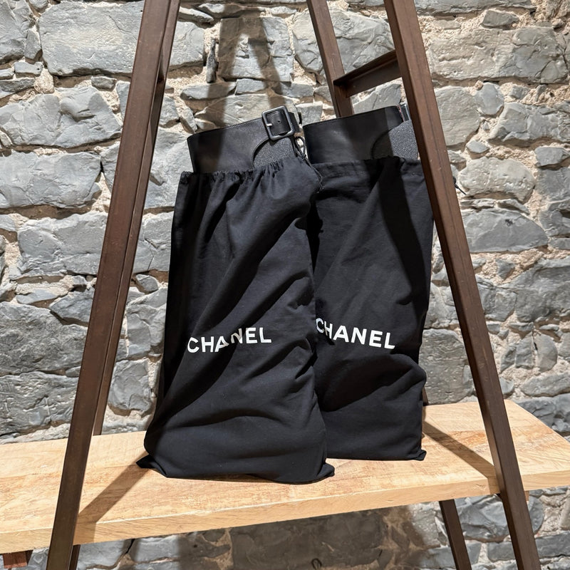 Chanel 2007 Black Cut Out Gladiator Riding Boots
