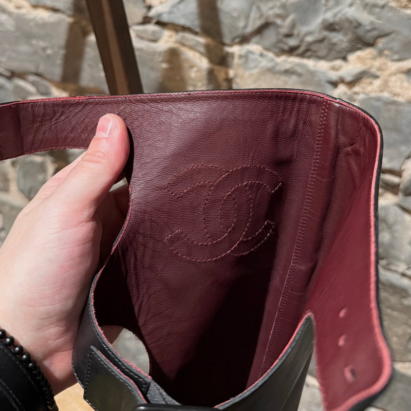 Chanel 2007 Black Cut Out Gladiator Riding Boots