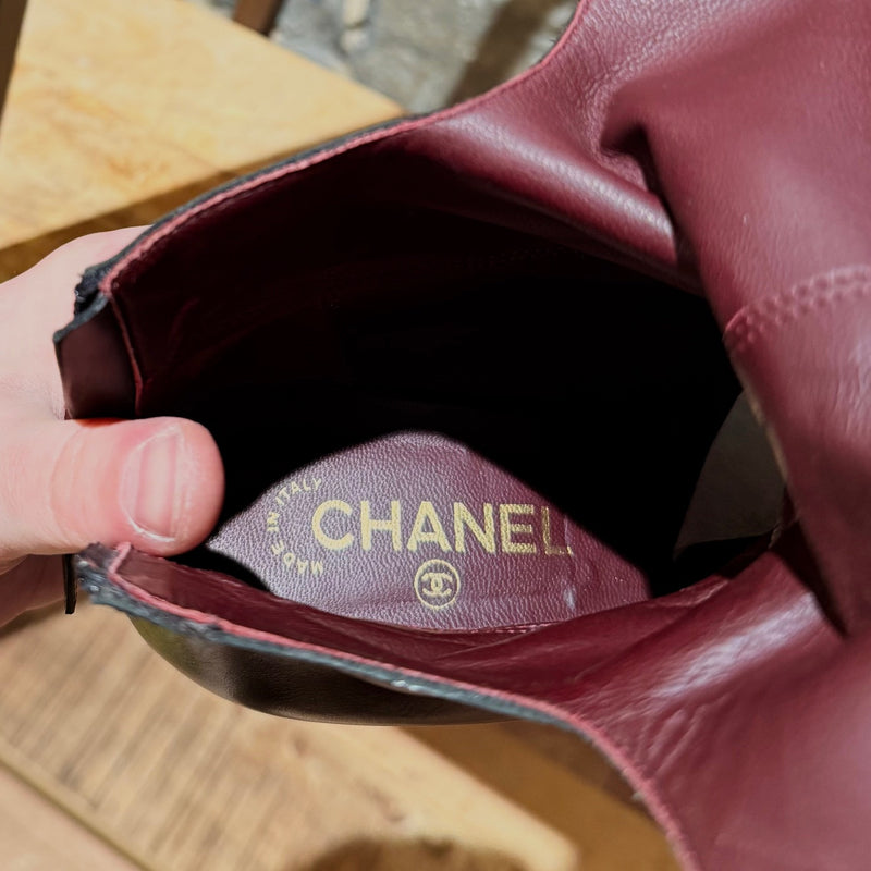 Chanel 2007 Black Cut Out Gladiator Riding Boots