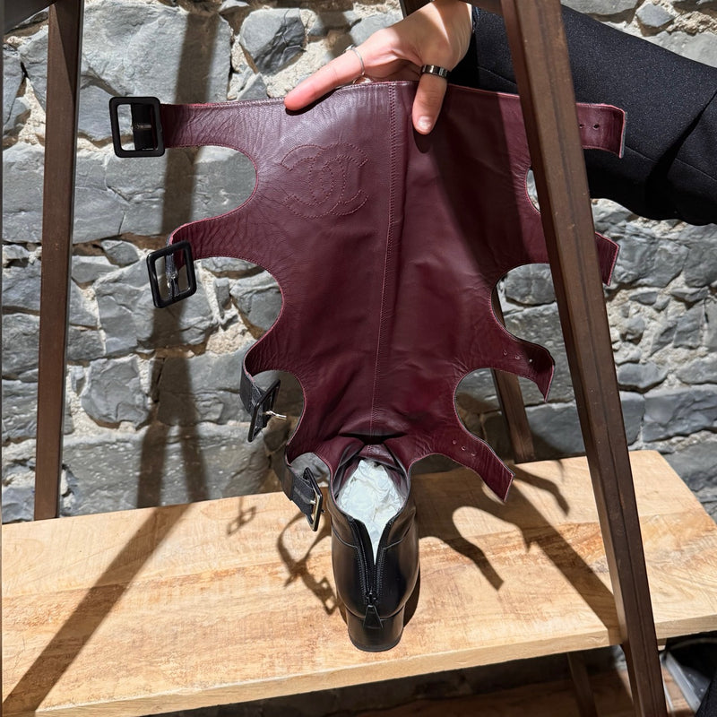 Chanel 2007 Black Cut Out Gladiator Riding Boots