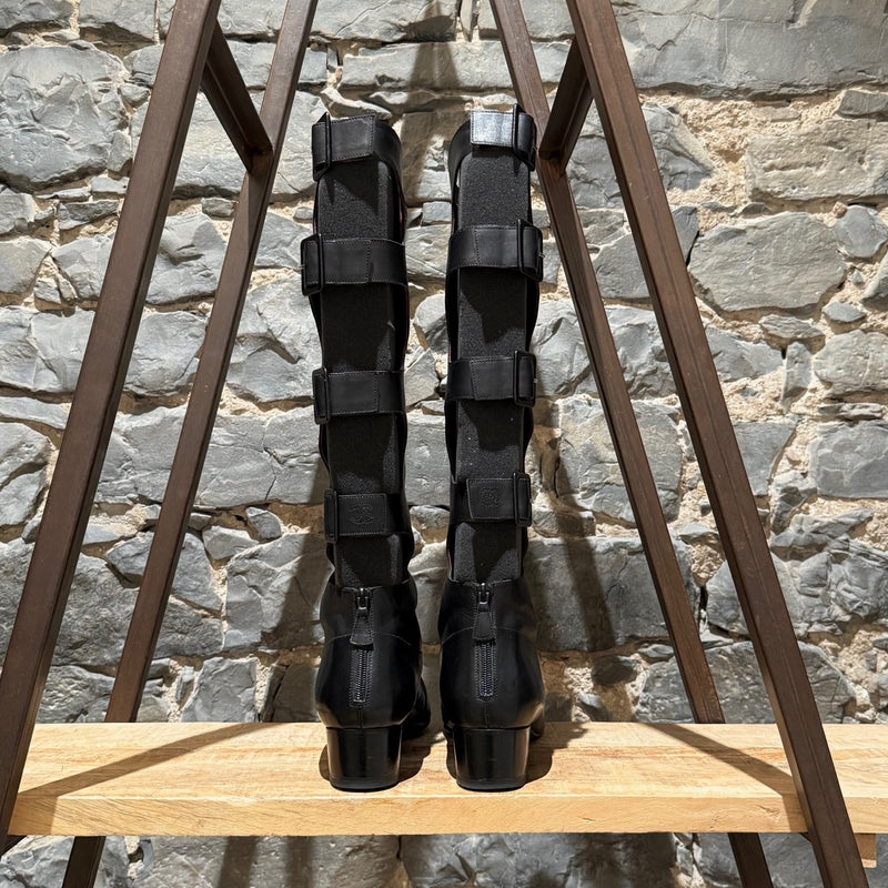 Chanel 2007 Black Cut Out Gladiator Riding Boots
