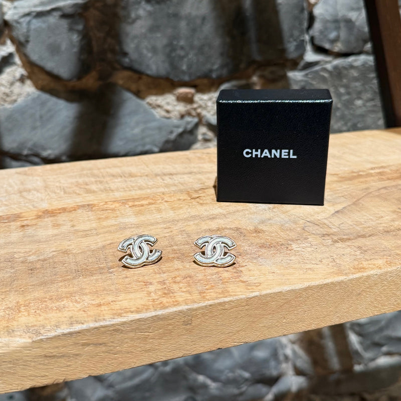 Main photo of Chanel 2012 Mother Of Pearl & Gold CC Stud Earrings