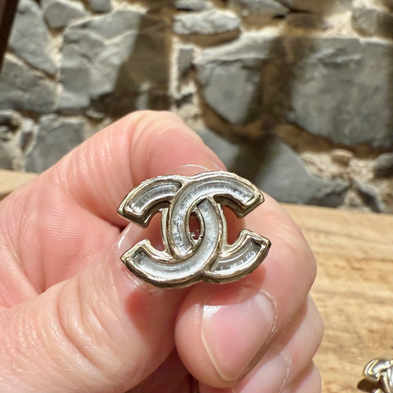 Chanel 2012 Mother Of Pearl & Gold CC Stud Earrings