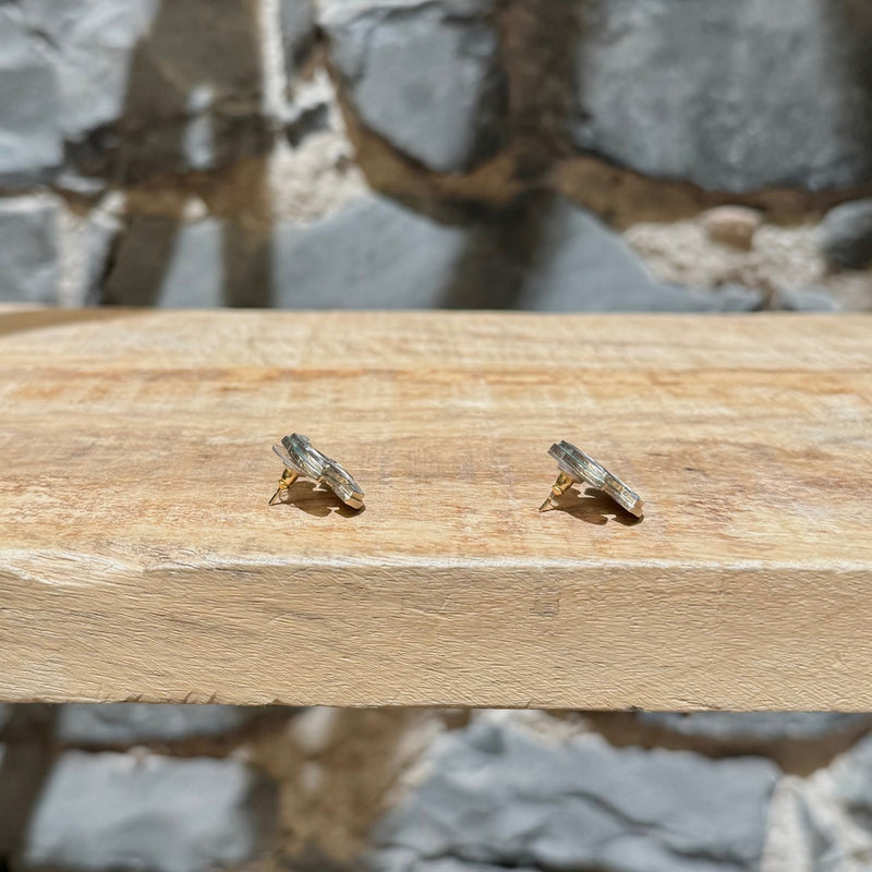 Chanel 2012 Mother Of Pearl & Gold CC Stud Earrings