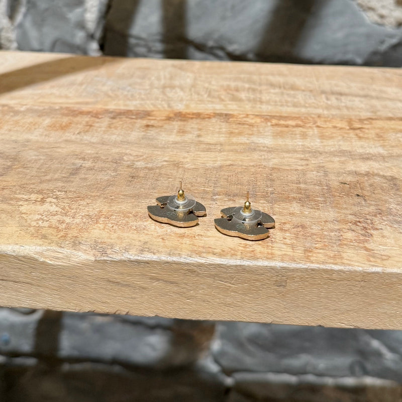 Chanel 2012 Mother Of Pearl & Gold CC Stud Earrings